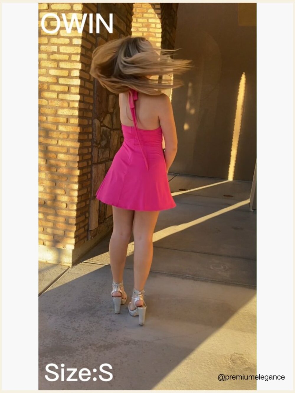 Mini Halter Backless Dress High Waist Deep V Neck Summer Sundress - Picture 4 of 6